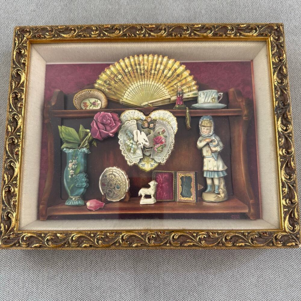 Vintage Victorian Still Life Bill Smith Ornate Gold Shadow Box Framed Print